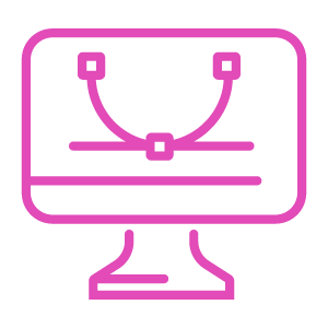 Symbool van fotografie in neon roze voor onze website.